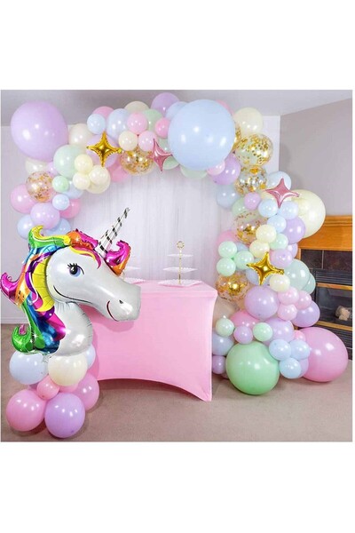 Bkmc Unicorn Foil Macarons Lanț de baloane Set de decorațiuni pentru petrecer...