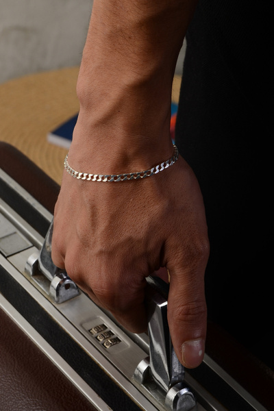 Ricco Jewellery 925 Ayar Gümüş Old Money Kesme Curb Bileklik • Made In Italy