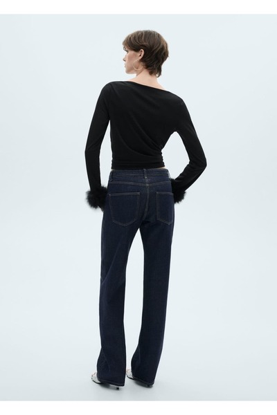 MANGO Woman Parlak bitişli düz kot pantolon