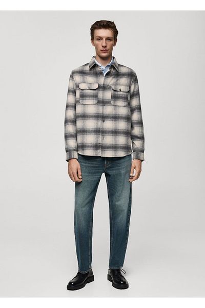MANGO Man Checkered Shirt Jacket with Pockets