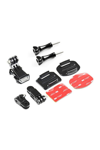 Choice طقم تثبيت على الخوذة باللون الأسود، يتضمن محولًا ومسمارًا وقاعدة على شكل حرف J وملصقًا، متوافق مع كاميرات GoPro Hero 13 و12 و11 و10 و9 و8 وSJCAM