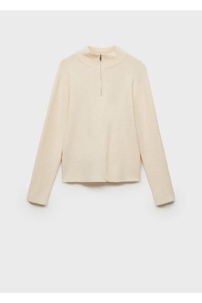 MANGO Woman Zippered perkins collar sweater