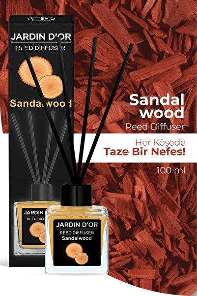 JARDIN D'OR PREMIUM Sandalwood Reed Diffuser .Çubuklu Oda Kokusu 100 ml 8681529301421