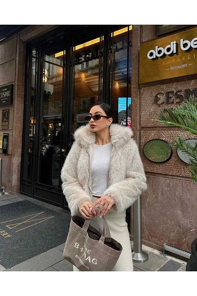 MODA DURAĞI Zippered Faux Fur Premium Jacket