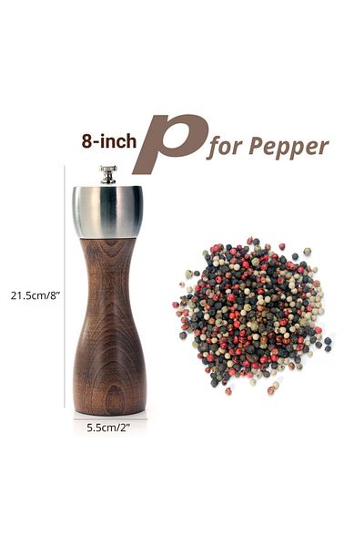 Choice 8 Inch For Pepper Leeseph Premium Beech Pepper Mill, Salt And Pepper Grinder - Precision Carbon Stee