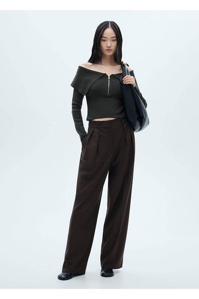 MANGO Woman Pulover cu fermoar pe umăr