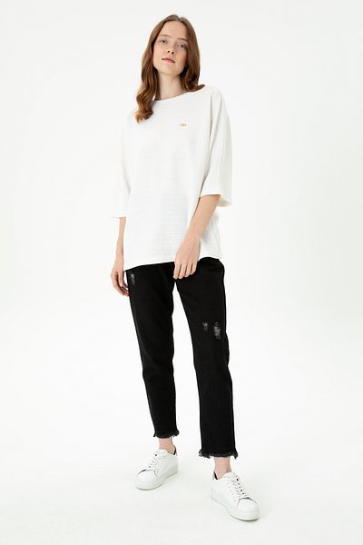 U.S. Polo Assn. بنطال جينز أسود بخصر عالٍ للنساء من Mom 50272278-dn0027