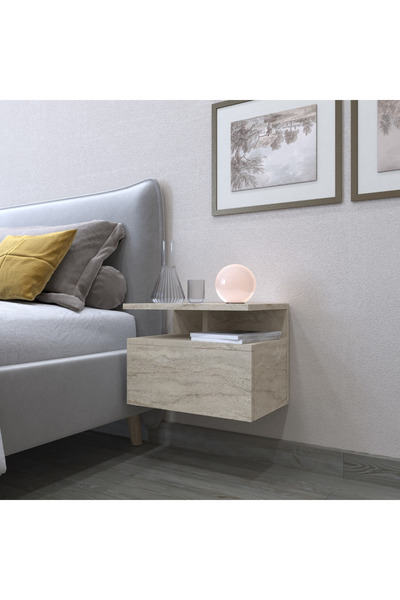 AYMOBSAN Venüs Komodin, Duvara Monte, 45 cm, Traverten