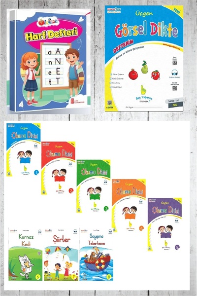 Üçgen Yayıncılık Üçgen 1.Sınıf Harf Defteri+Görsel Dikte+ 8 li Okuma Dizisi