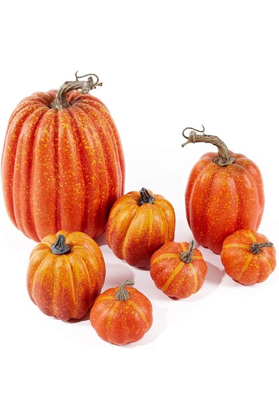 Choice 7 قطع من مجسمات اليقطين الاصطناعية للهالوين، زينة موسم الحصاد الخريفي