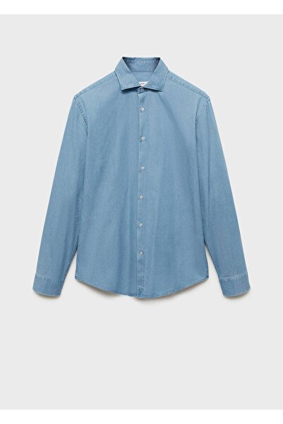 MANGO Man %100 Pamuklu Chambray Gömlek