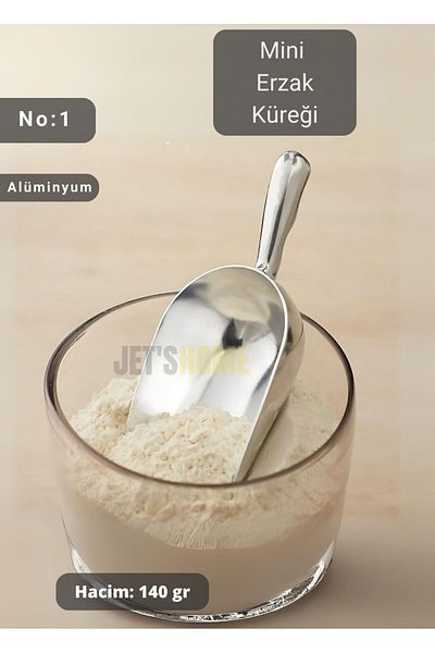 Jet's Home 18 cm Mini Food Aluminum Pulses Flour Shovel - Volume 140 Gr No:1