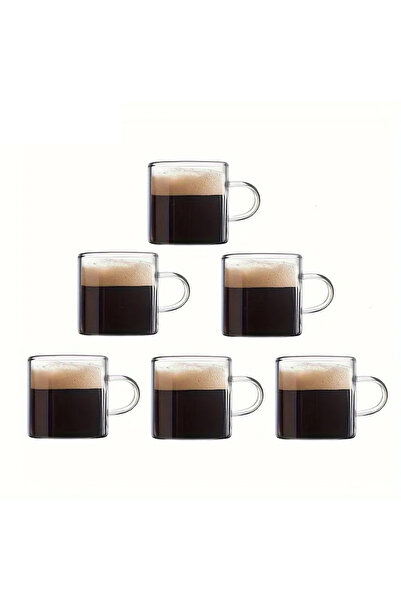 Choice 301-400ml 6PCS KEMORELA 6PCS Espresso Cups 120ML 4OZ Glass Espresso Coffee Cups With Handle For Hot