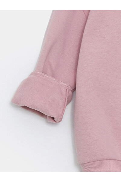 LC Waikiki Pink Crew Neck Elsa Printed Baby Girl Sweatshirt