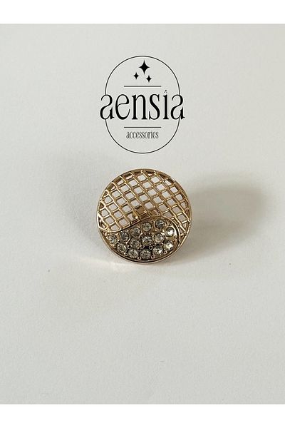 aensia Gold Mesh Rhinestone Model - Special Design Coat Jacket Trench Coat Button 2.29cm