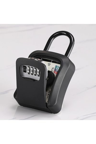 Choice Black Plastic 4 Digit Code Box Free Installation Outdoor Password Key Box Extended Locking Hook Stee