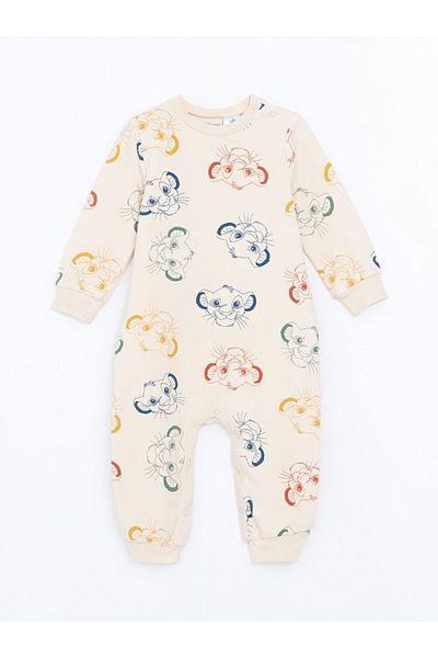 LC Waikiki Lcw Baby Beige Lion King Printed Baby Boy Romper