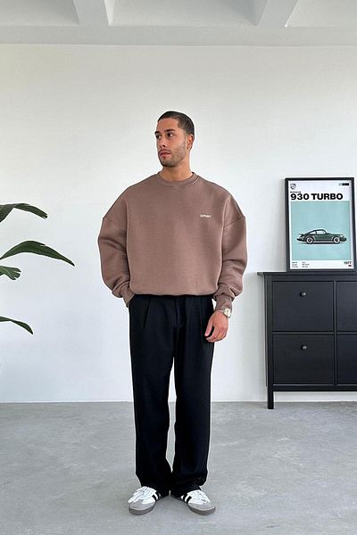 HAFKAGİYİM Светлокафяв суитшърт Studios Creative Oversize