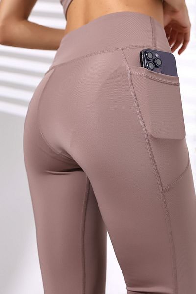 cottonage بنطال ضيق أسود عالي الخصر للنساء - قطعة قدم واسعة بجيب مزدوج