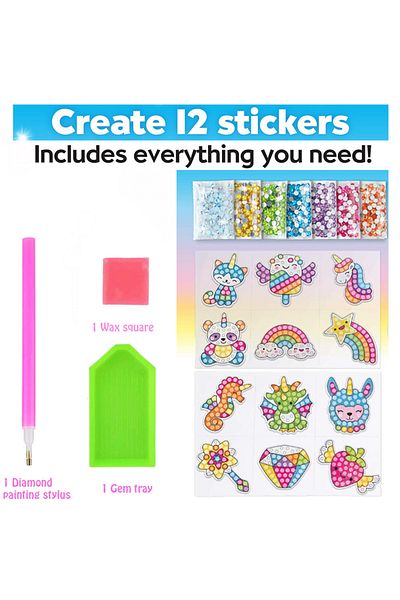 Choice 12pcs Unicorn 12 Create Big Gem Diamond Painting Sticker Kit Art Craft Girls Boys Unicorn Animal Sea