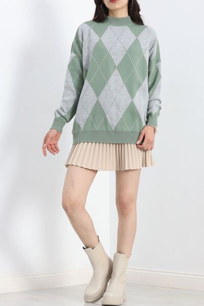 a look Oversize Thick Winter Ethnic Pattern Women's Sweater Long Soft Textured Half-Toe Women's Sweater