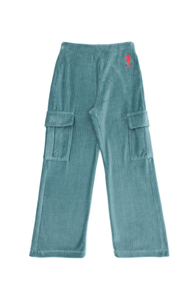 U.S. Polo Assn. Kız Çocuk Mint Kadife Fitilli Cep Detaylı Eşofman Altı 50272419-VR090