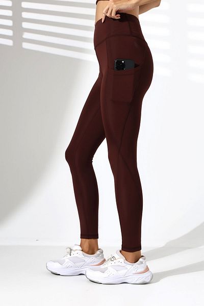 cottonage Colanți sport negri cu talie înaltă, cu buzunare duble