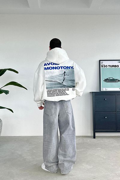 HAFKAGİYİM Λευκό μονότονο φούτερ Oversize