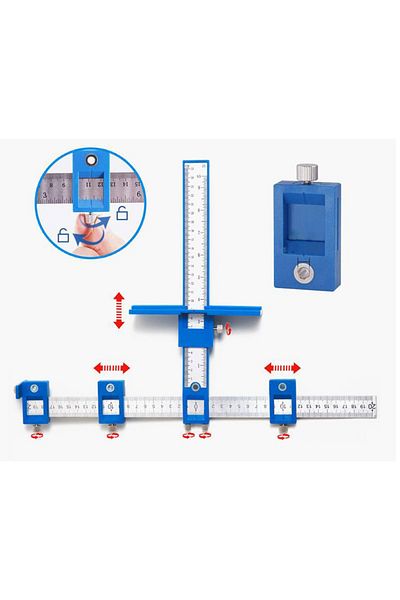 YOMO Blue Kit Adjustable Cabinet Hardware Jig Tool Punch Locator Drill Template Guide Installation Of Han