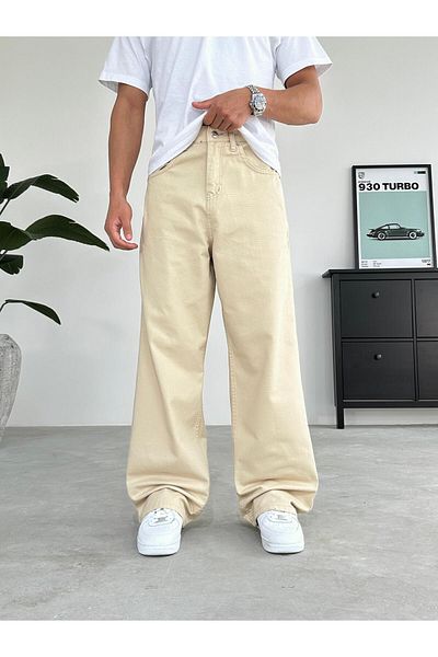 HAFKAGİYİM Μπεζ Basic Extra Loose φαρδύ παντελόνι