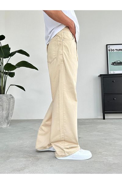 HAFKAGİYİM Μπεζ Basic Extra Loose φαρδύ παντελόνι