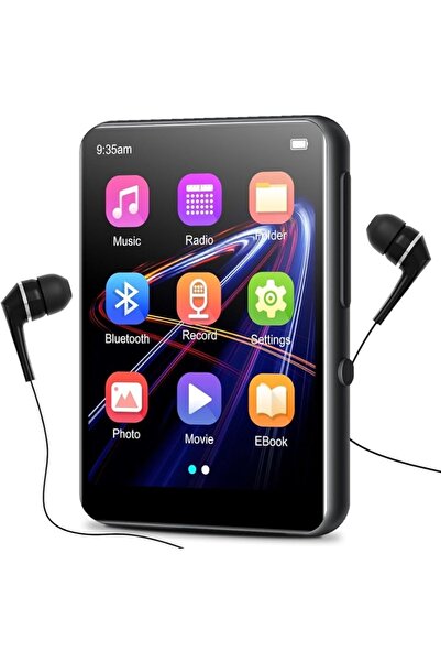 Choice مشغل موسيقى محمول بشاشة لمس، أسود اللون، سعة 32 جيجابايت، مزود بتقنية بلوتوث 5.0، يدعم تشغيل ملفات MP3، ومكبر صوت، بجودة صوت عالية.