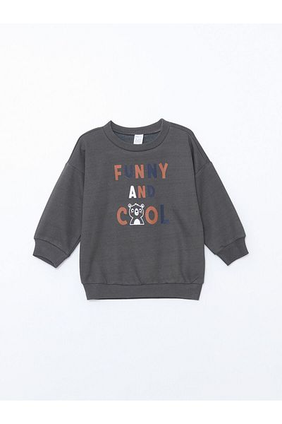 LC Waikiki Lcw Eco Anthracite Crew Neck Long Sleeve Printed Baby Boy Sweatshirt