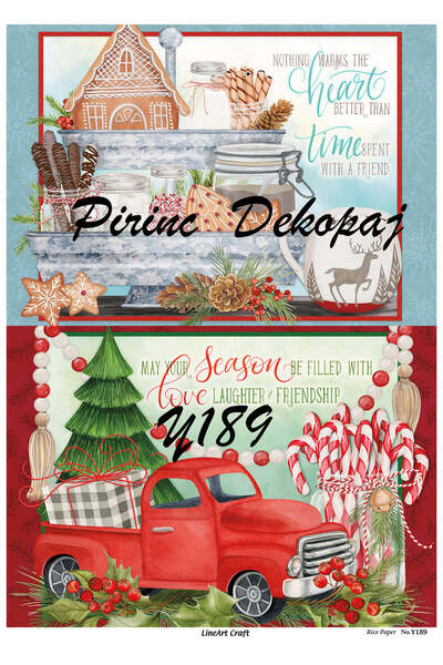 LİNEART Lineart Christmas Pattern Brass Decopage Paper No:Y189- 29X42Cm