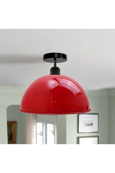 RİOLİGHT Red Vintage, Modern, Rustic 1Xe27 Single Metal Plophonier - Chandelier Diameter: 30cm