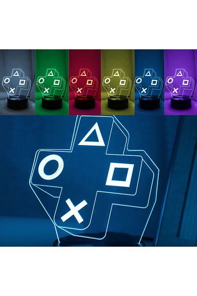 Choice Usb Plug Black 1pc Gaming Experience Cross Button 3d Night Light Touch Colorful Led Light Bedroom De