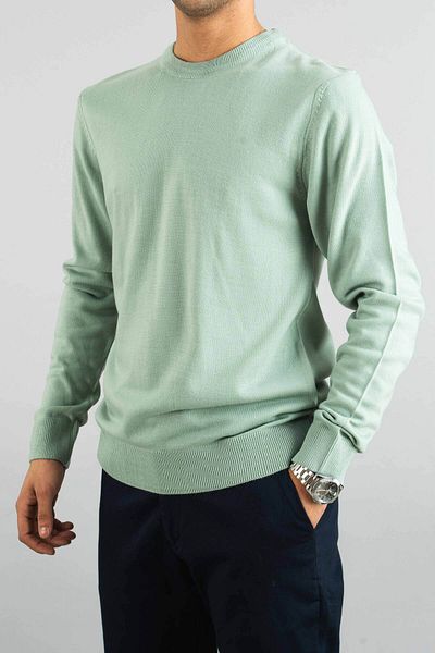 bombe Mintfarbenes Slim-Fit-Pullover-Sweatshirt aus Baumwolle mit Rundhalsausschnitt für Herren