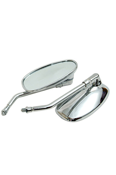 Choice زوج واحد من مرايا الدراجات النارية البيضاوية المطلية بالكروم مقاس 10 م...