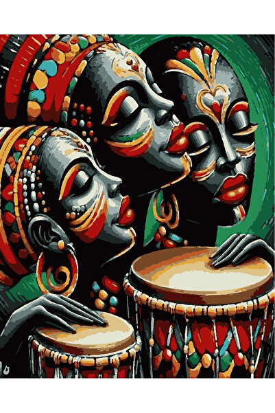 Lamba Cini Sayılarla Boyama Kasnaklı Tablo Seti Fırça Boya Dahil 40x50 AFRİCAN