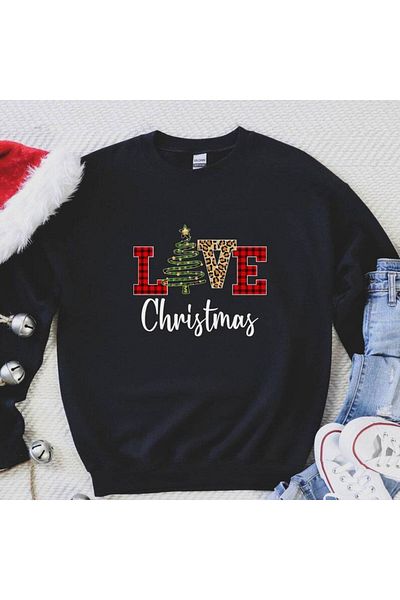 Pink Sky Christmas Sweatshirt, Love Christmas T-Shirt, Women's Christmas T-Shirt, Cute Christmas Top