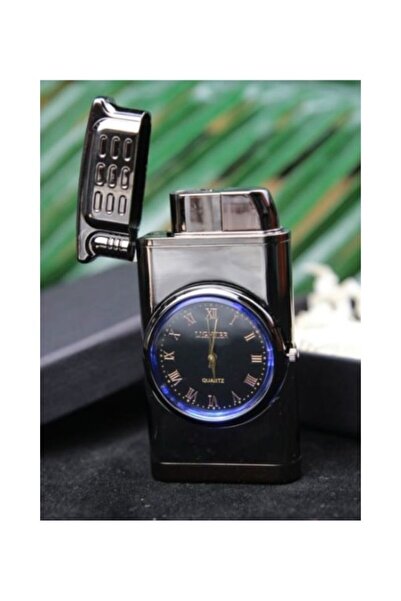 KdrElektronik Kişiye Özel Işıklı Saatli Gold Renk Çakmak