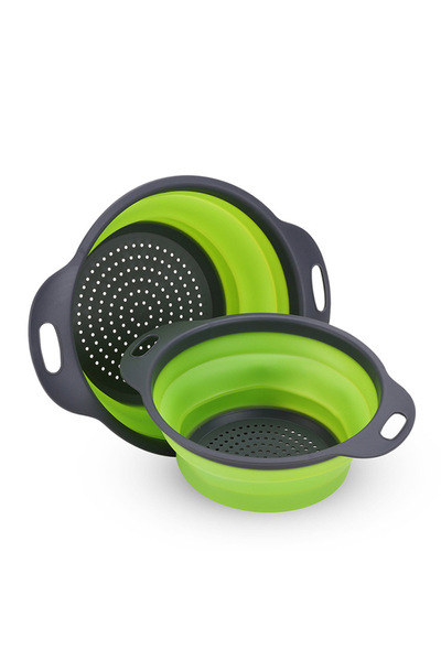 Choice سلة تنظيف وتصريف الخضروات والفواكه من السيليكون الأخضر S سلة تنظيف وتص...