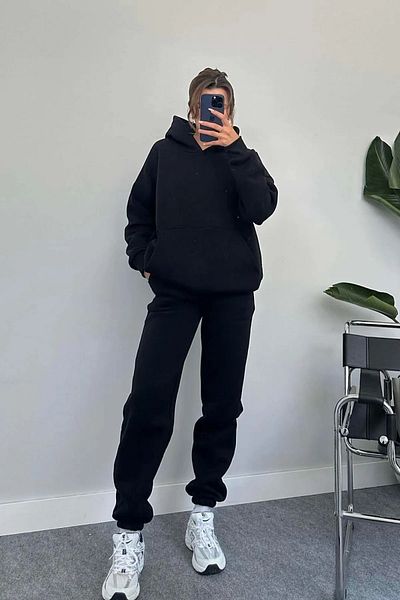 ruNadeS Γυναικείο Fleece - Σετ αθλητικής φόρμας με τσέπες καγκουρό, ρούχα για το σπίτι