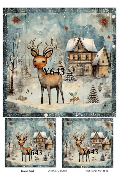 LİNEART ورق ديكوباج نحاسي بنمط عيد الميلاد Lineart رقم: Y643 - 29x42 سم