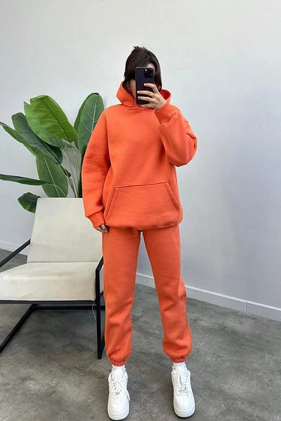 ruNadeS Γυναικείο Fleece - Σετ αθλητικής φόρμας με τσέπες καγκουρό, ρούχα για το σπίτι