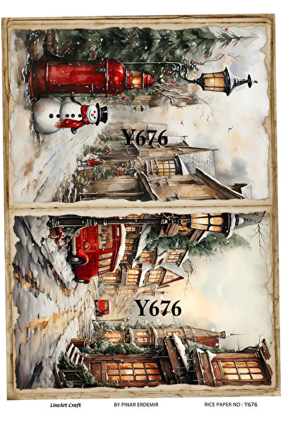 LİNEART Lineart Yılbaşı Deseni Pirinç Dekopaj Kağıdı No:Y676- 29x42cm