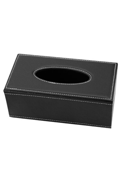 Choice علبة مناديل ورقية مستطيلة من جلد الصناعي الأسود، كبيرة الحجم، لتنظيم ا...