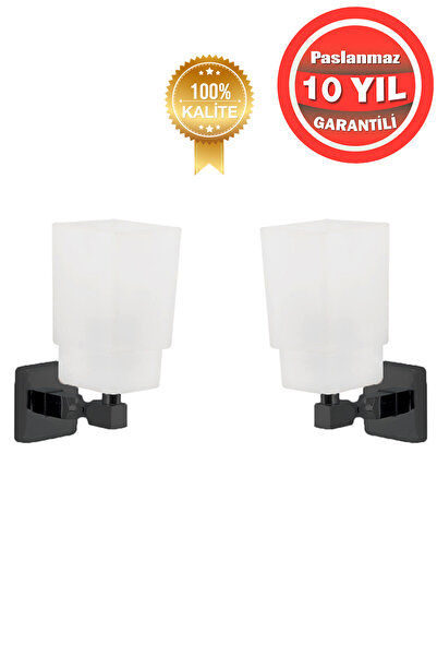 ÇELİK BANYO Paslanmaz Pirinç Camlı Mat Siyah Kumru Çift Aplik