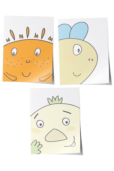 Postifull Baby Room Painting Set of 3, Baby Room Wall Decor, Kids Room Decor, Frameless Poster