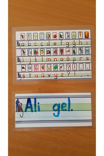 mintikbirler 1. Classroom Reading Writing Teaching - 10 Alphabets and 10 Writing Lines Laminated Deck Cards 10 Pieces
